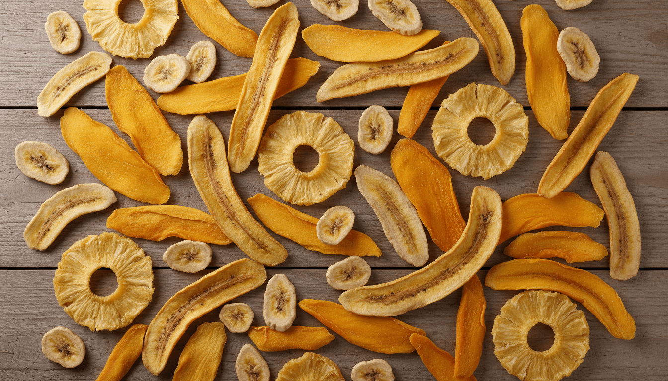 Fruits secs naturels sénégalais - mangue, ananas et banane séchés